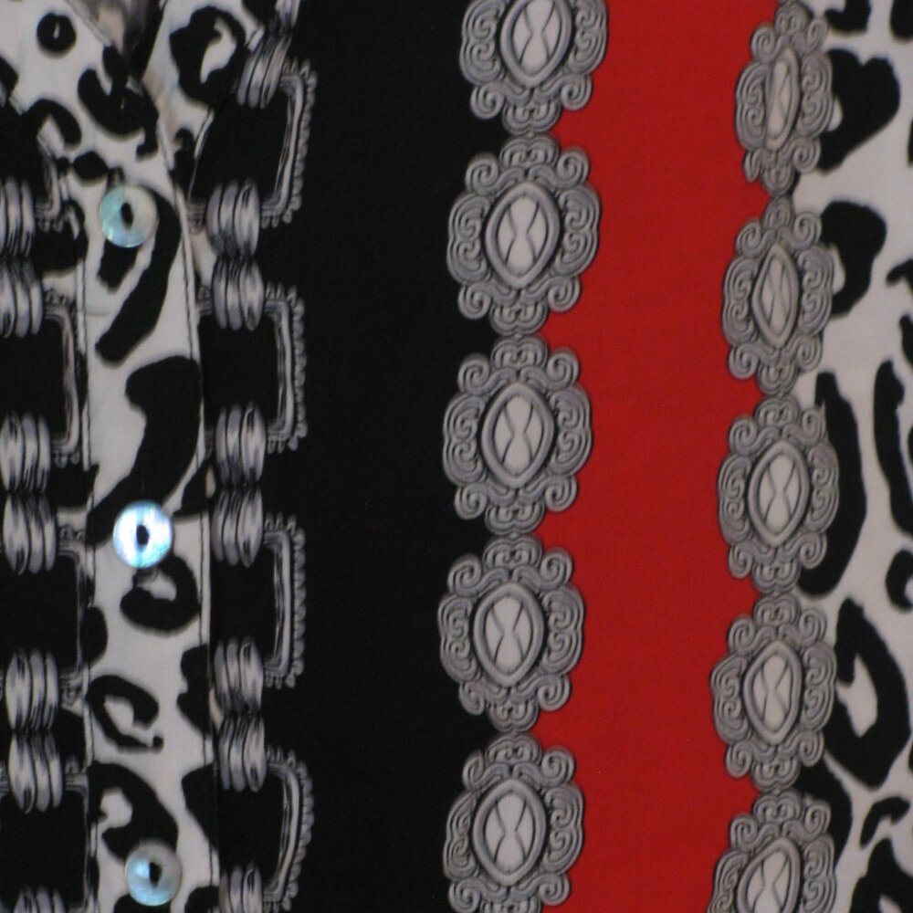 * Ruby  Rd Black White Blouse Medium Colorful Tie Front - Picture 3 of 5